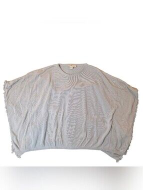 Vineyard Vines Poncho Sweater Womans M/L Blue Gray Knit Fringe Beach Western